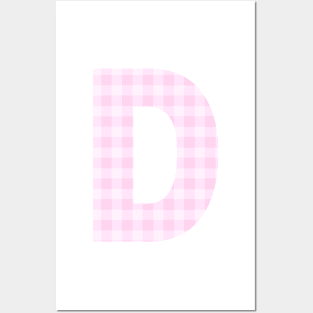 Pink Letter D in Plaid Pattern Background. Posters and Art